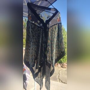 Peacock Beaded Designed Shawl Draped Pullover